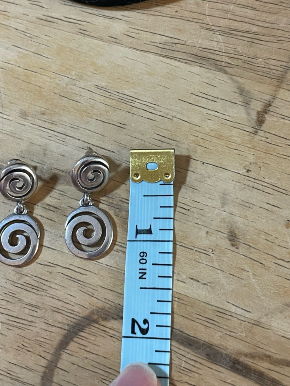 Vertigo Post Vibe Statement Drop Earrings silver double swirl pierced Uzumaki - Picture 7 of 8